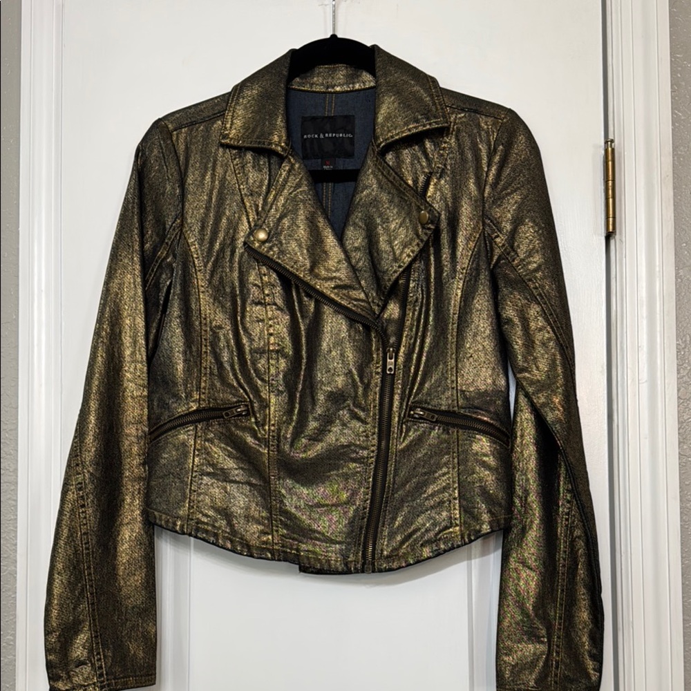 Gold Metallic Biker Jacket by Rock & Republic